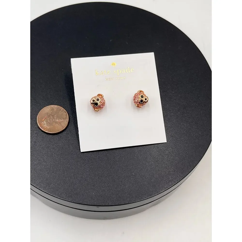 Kate Spade New‎ York Pink Pave Monkey Stud Ramblin Roses Earrings New